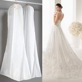 Gabkey Witte kleur non-woven anti-stof trouwjurk kledingzak display screen film met transparante ritszak