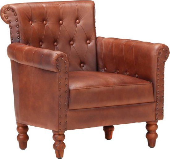 vidaXL Fauteuil Echt Geitenleer Bruin