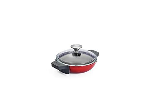 Woll Iron Serveerpan met Deksel en Siliconen Handgrepen - Inductief - Ø 18 cm - Rood