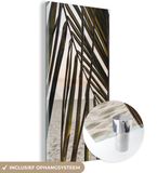 MuchoWow® Glass Painting 40x80 cm - Acrylic Glass Painting - Palm Leaf - Summer - Beach - Photo on Glass - Paintings
