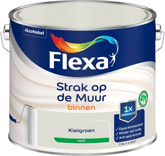 Flexa Strak op de Muur Muurverf - Mat - Kleigroen - 2,5 liter