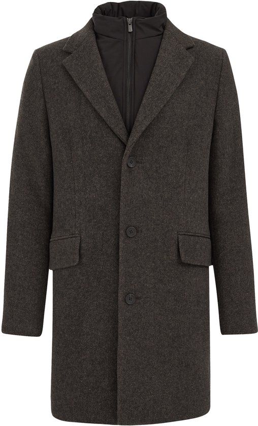 WE Fashion Heren Manteljas - XXL - Bruin - Regular Fit - Winter 2025