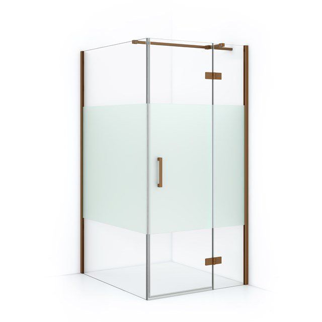 Maxaro Douchecabine Diamond 120x90cm 8mm Helder Veiligheidsglas met Matte Strook Koper