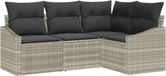 vidaXL Tuinbank set 4 st lichtgrijs polyrotan