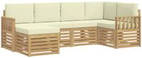 vidaXL - Hoek loungeset - 5 zitplekken - Wit en crèmekleurig - Polyester