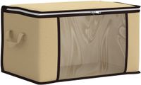 vidaXL Boîte de rangement avec panneau latéral transparent, couleur crème, tissu non tissé