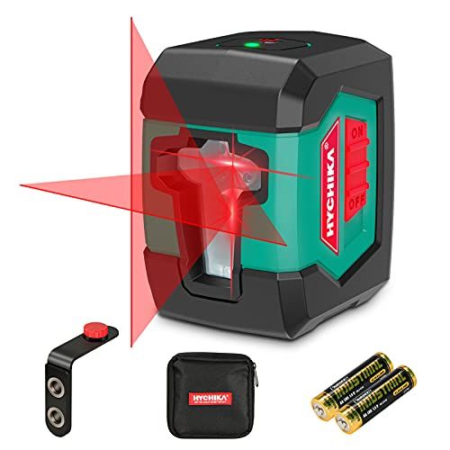 HYCHIKA BETTER TOOLS FOR BETTER LIFE HYCHIKA Kruislijnlaser 15M, Zelfnivellerende Lijnlaser met Dubbele Lasermodule 360 ° Schakelbaar Horizontaal/Verticaal met Houder, Beschermtas en 2 x AA-batterijen