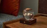 Gingko Amber Crystal Lichtobject - 3D laser Zonnestelsel - Walnoot