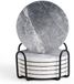 Sous-verres en céramique - Absorbant - Avec fond en liège et support - Pour la maison, le bureau et la restauration - Gris