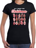 Bellatio Decorations foute kersttrui/t-shirt voor dames - All I want for Christmas - vagina - zwart XS