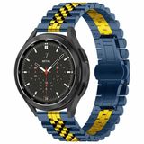 By Qubix - Stalen band - Donkerblauw met goud - geschikt voor Huawei Watch 5 - 46mm