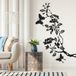 Fleurs Papillons Autocollant Mural - 77x177 Cm - Noir