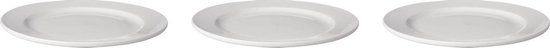 Mammoet - Bord - Brede rand - Budgetline - 24,5 cm - Wit - Porselein - 3 stuks