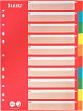 Leitz Register voor A4, omslagblad en 10 tabbladen met tabs, rood/meerkleurig, gerecycled karton, 43876000