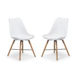 Julian Bowen set van 2 Kari eetkamerstoelen - witte zitting en eiken poten