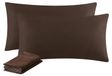 TRANKIELO® - Taie d'oreiller 40 x 80 cm - Lot de 2 - Marron - Microfibre - Doux et infroissable
