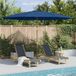 Parasol d'extérieur avec mât en bois 350 cm bleu