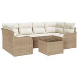 vidaXL - Tuinbank - Set - Beige - 55 x 55 x 37 cm - polyrattan