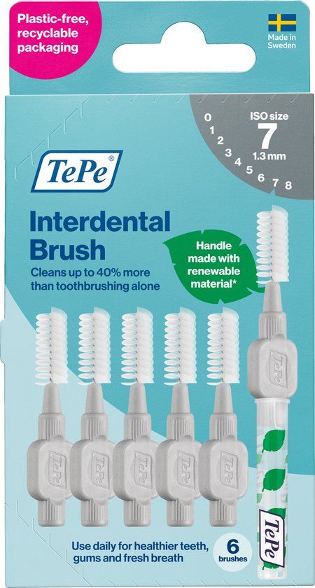 TePe Interdentale Ragers Original Grijs ISO maat 7 – 1,3 mm (6 stuks)