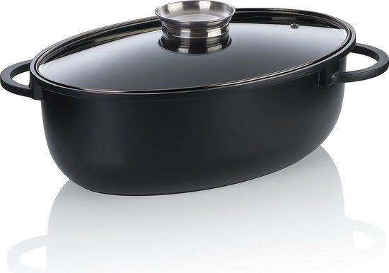 Kela Braadpan, 8.0 L, met Deksel, Zwart, Gegoten Aluminium