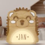 WONDEE Vintiun Gepersonaliseerd cadeau voor baby's, geboorte, Nachtlampje voor baby's en kinderen, personaliseerbaar, egel – bedlampje voor slaapkamer, decoratie voor baby's, jongens