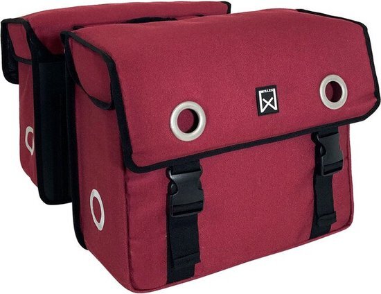 WILLEX Dubbele fietstas Canvas Tas 67L Paarsrood