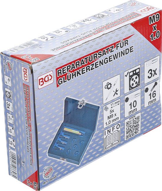 BGS 8648 Reparatieset voor gloeibougie schroefdraad M9 x 1,0 mm