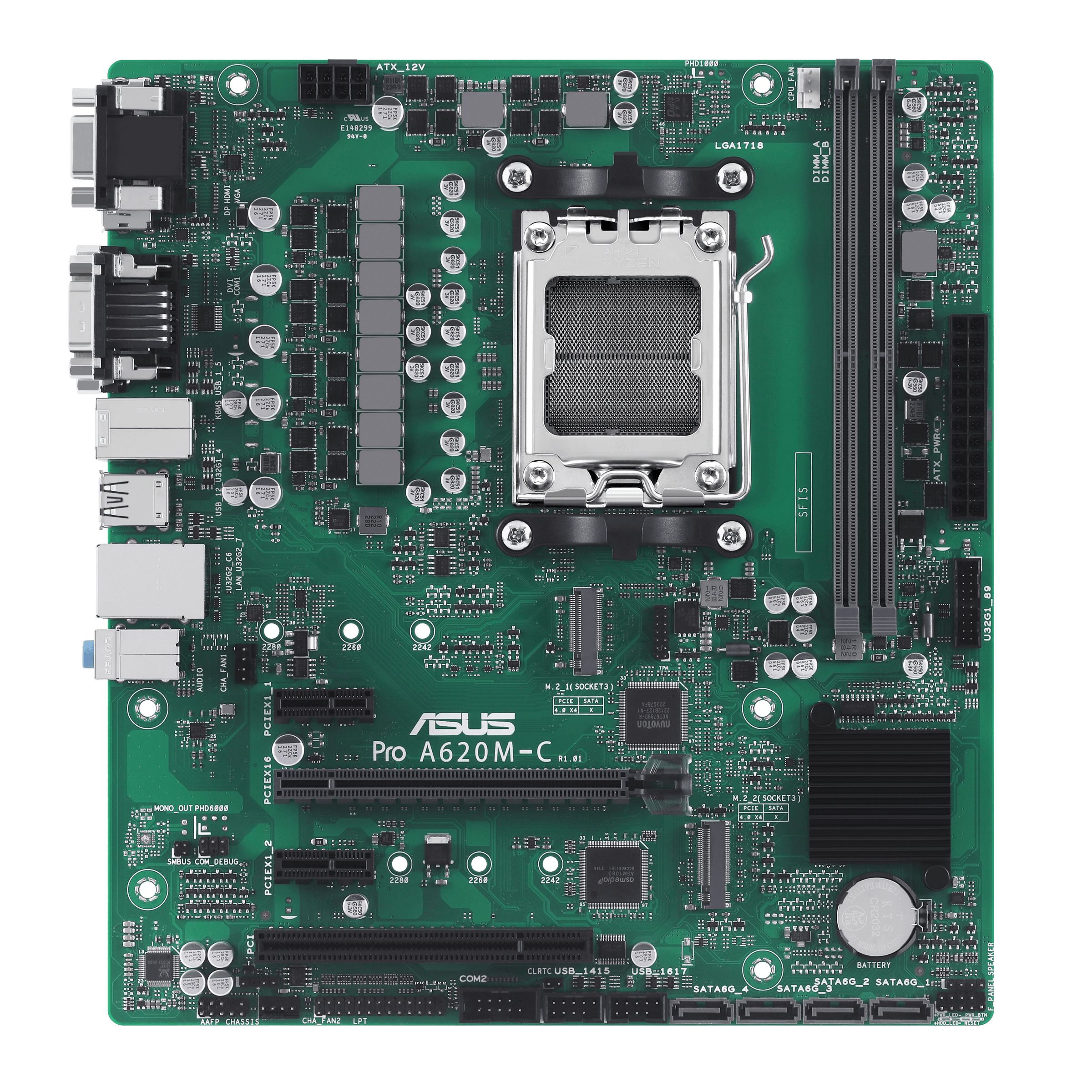 ASUS PRO A620M-C-CSM Motherboard - AMD A620, Socket AM5, DDR5, Micro ATX