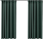 vidaXL Gordijnen linnen-look verduisterend haken 2 stuks 140x175 cm groen