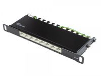 Alcasa GC-N0130 0.5U Patch Panel 8-Port Cat6e 10 Gigabit Ethernet RJ45 Zwart