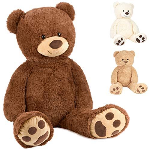 BRUBAKER XXL Teddybeer 100 cm Groot - Bruin - Knuffel Pluche Knuffeldier