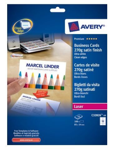 Avery C32026-10 - Visitekaartjes - 100 stuks - Papier - Laser technologie