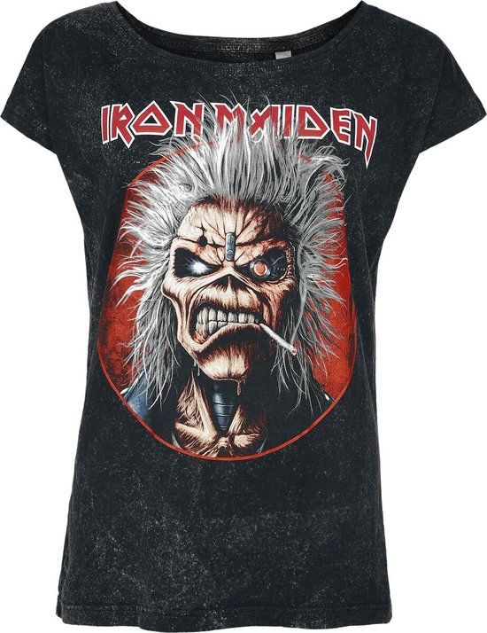 Iron Maiden Smoking Eddie Dames T-shirt - Zwart - L