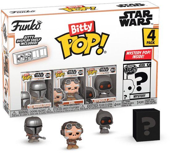 Funko Bitty POP Mandalorian 4 Pack - de Mandalorian™, Kuiil™, Offworld Jawa™, en Mystery Figuur - 0.9 Inch (2.2 Cm)