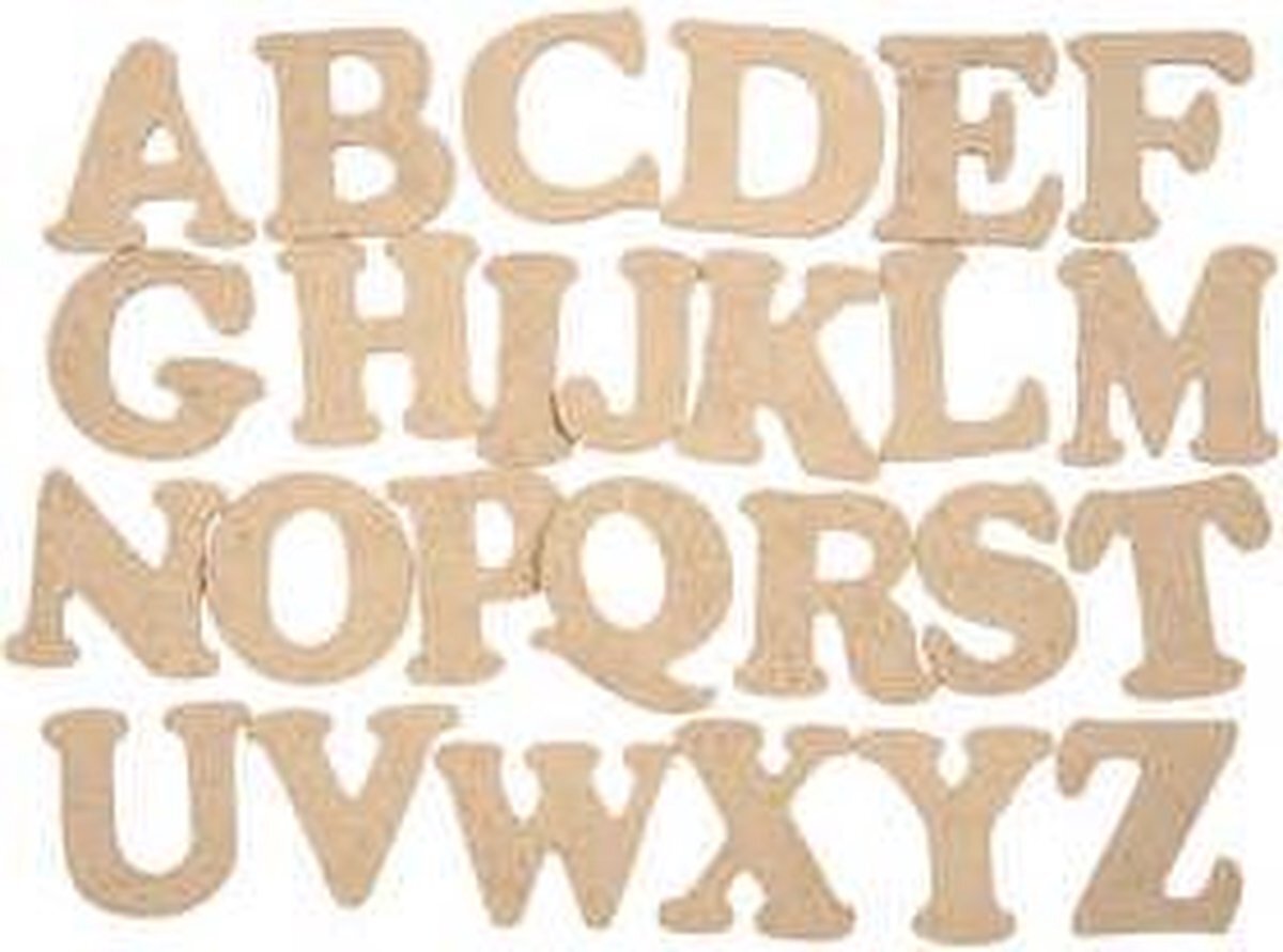 Creative Houten letters, A-Z, h: 4 cm, dikte 2,5 mm, MDF, 26stuks