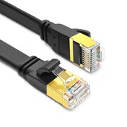 Cat 8 Ethernet Cable 10m - Netwerkkabel Platte 40Gbps - 2000MHz SFTP - Lan Cable Afgeschermde - Internet Kabel RJ45 Patchkabel Lang - Gaming Switch Router TV PC - sneller dan Cat6/Cat7 - Zwart