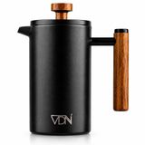 VDN French press Cafetiere - 0.7 L - Verse koffiemaker - Dubbelwandig RVS koffiepers - Zwart