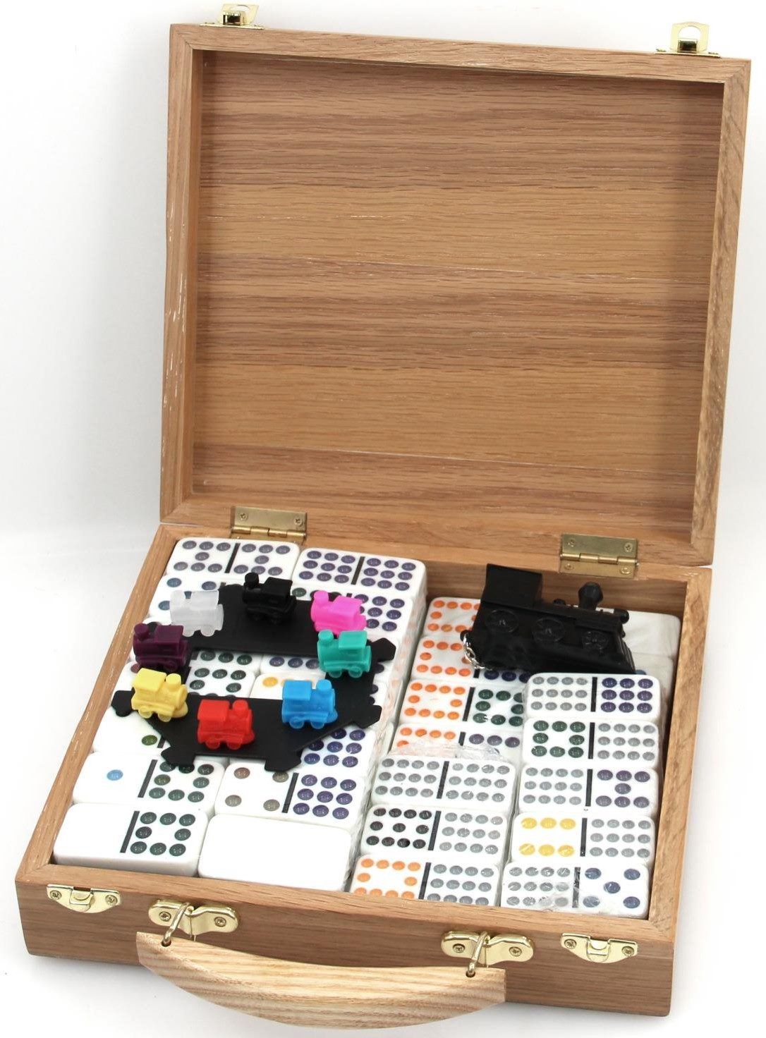 HOT Games Domino dubbel 12 Mexican Train in houten kist
