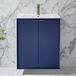 Hudson Reed Meuble vasque - 60 cm - Plan encastré - Suspendu - Bleu - Poignée design dorée