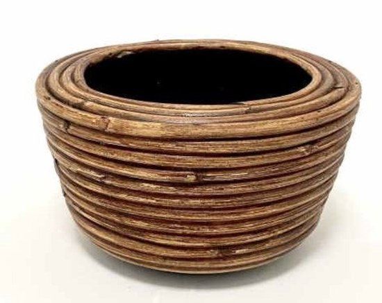 Van der Leeden Drypot Rotan Stripe D19H12Cm Brons