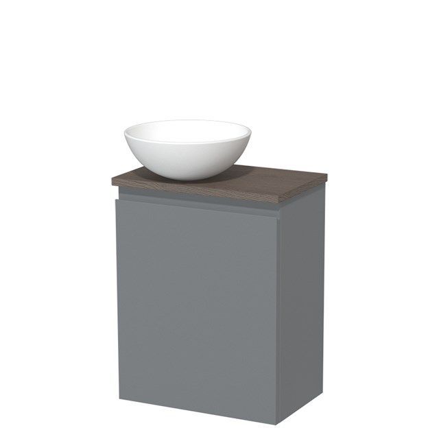 Maxaro Modulo Toiletmeubel - 41 cm - Middengrijs - Donkerbruin Eiken Blad