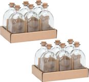 Merkloos Glazen flesjes met kurk dop - 12x stuks - transparant - glas - 250 ml