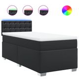 vidaXL Boxspringbed met matras, kunstleer, zwart, 80x200 cm