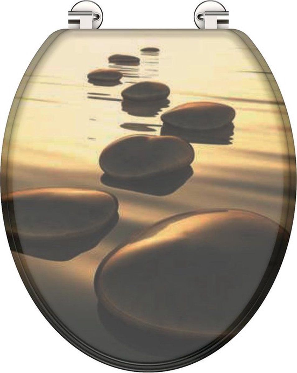 Schütte WC-Bril 80027 SEA STONE - MDF-Hout - RVS-Scharnieren - Decor - 3-zijdige Print - bruin