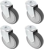Amig - Set van 4 meubelwielen - Met gat - Ø100 mm - Maximale belasting per wiel 110 kg - Stalen plaat - Gemaakt met rubber - Zonder rem