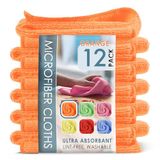 Hearth & Harbor Microvezel reinigingsdoek, microvezel handdoeken voor auto's 12 stuks washandjes, oranje reinigingsdoekjes, herbruikbare microvezelhanddoek, microvezeldoek vodden voor reiniging