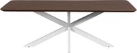 QUVIO Eettafel Sofia - Rechthoekig - Witte kruispoot - FSC®-gecertificeerd mangohout - 180x90 cm - Walnoot bruin