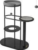 Signature Home - Richkat Kraboom - meuble pour chat moderne - tubes métalliques - avec coussins et plateforme - poteau à griffer en sisal - balle pour chat - adapté aux chats de petite, grande taille et âgés - noir classique - 80 x 43 x 111 cm