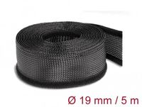 Delock Braided Sleeving with Hook-and-Loop Fastener 5 m x 19 mm black
