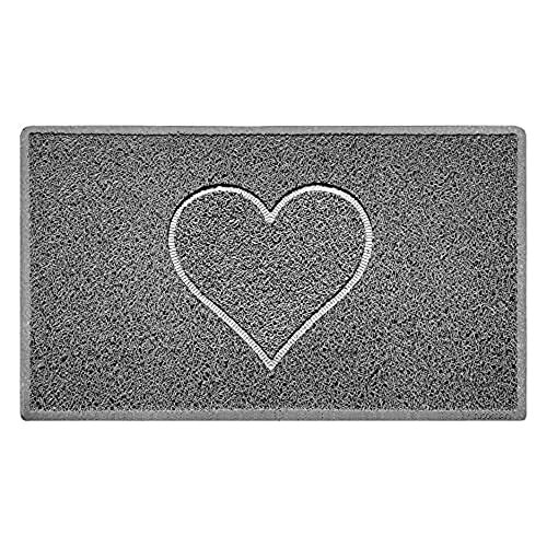 Nicoman Vloermat met hart reliëf (geschikt voor binnen en buiten beschermen), medium (75 x 44 cm), grijs